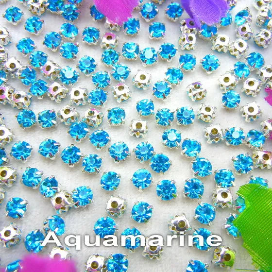 Colorful glass crystal Silver claw setting 3mm 4mm  5mm 6mm 7mm 8mm nice colors Sew on rhinestone beads bags wedding dress diy