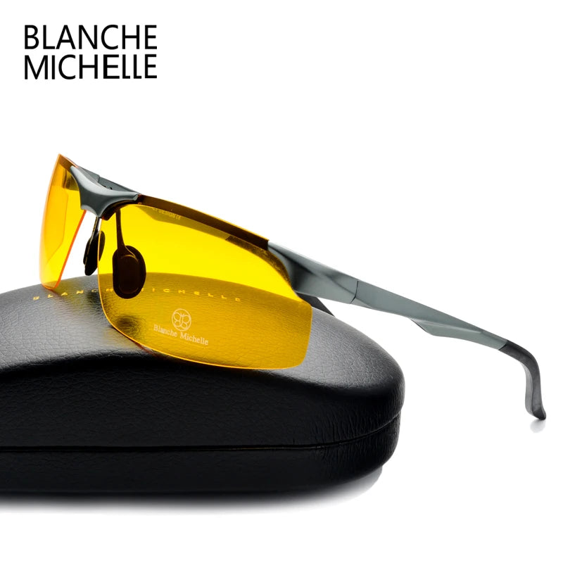 2026 Aluminum Magnesium Men Sunglasses Polarized Sports Driving Night Vision Goggles Sunglass Fishing UV400 Rimless Sun Glasses