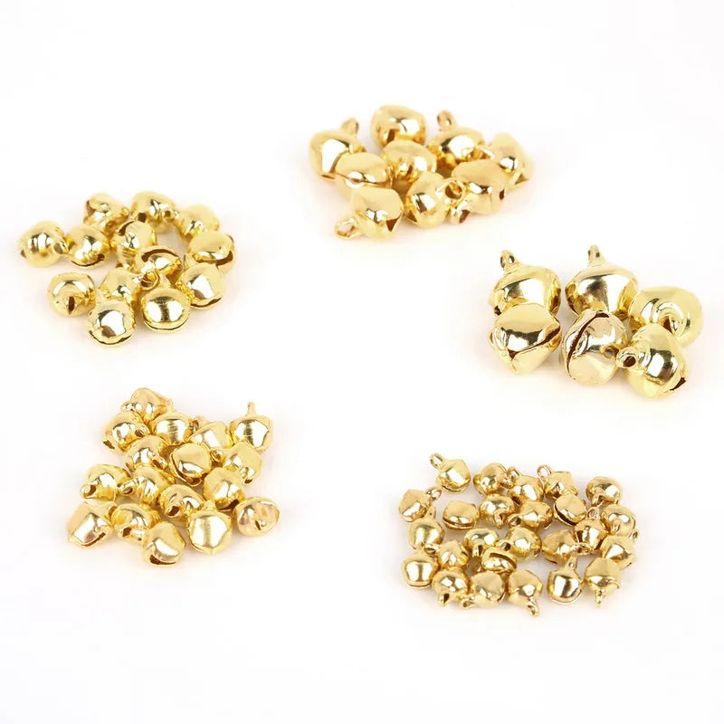 50-300Pcs Gold Jingle Bells Iron Pendants Hanging Christmas Tree Ornaments Christmas Decorations Party DIY Crafts Accessories