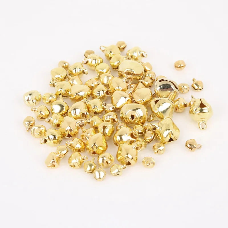 50-300Pcs Gold Jingle Bells Iron Pendants Hanging Christmas Tree Ornaments Christmas Decorations Party DIY Crafts Accessories