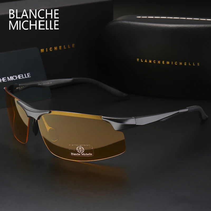 2026 Aluminum Magnesium Men Sunglasses Polarized Sports Driving Night Vision Goggles Sunglass Fishing UV400 Rimless Sun Glasses