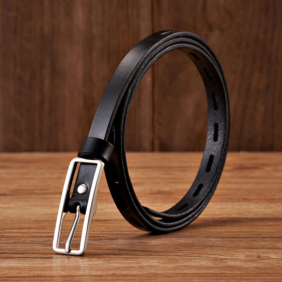 1.2CM Dress Decoration Knot Belt Strap Thin Women Belt Pin Buckle Genuine Leather Belt Women Real Cowskin Leather Female Belts