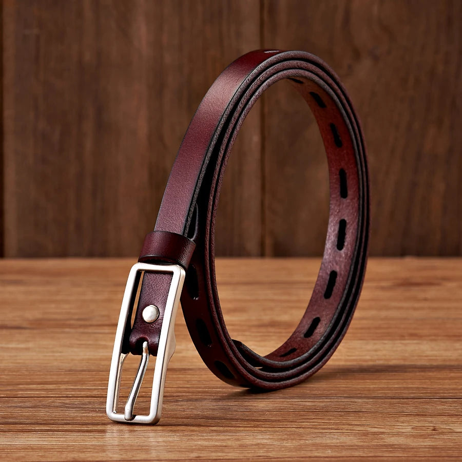 1.2CM Dress Decoration Knot Belt Strap Thin Women Belt Pin Buckle Genuine Leather Belt Women Real Cowskin Leather Female Belts