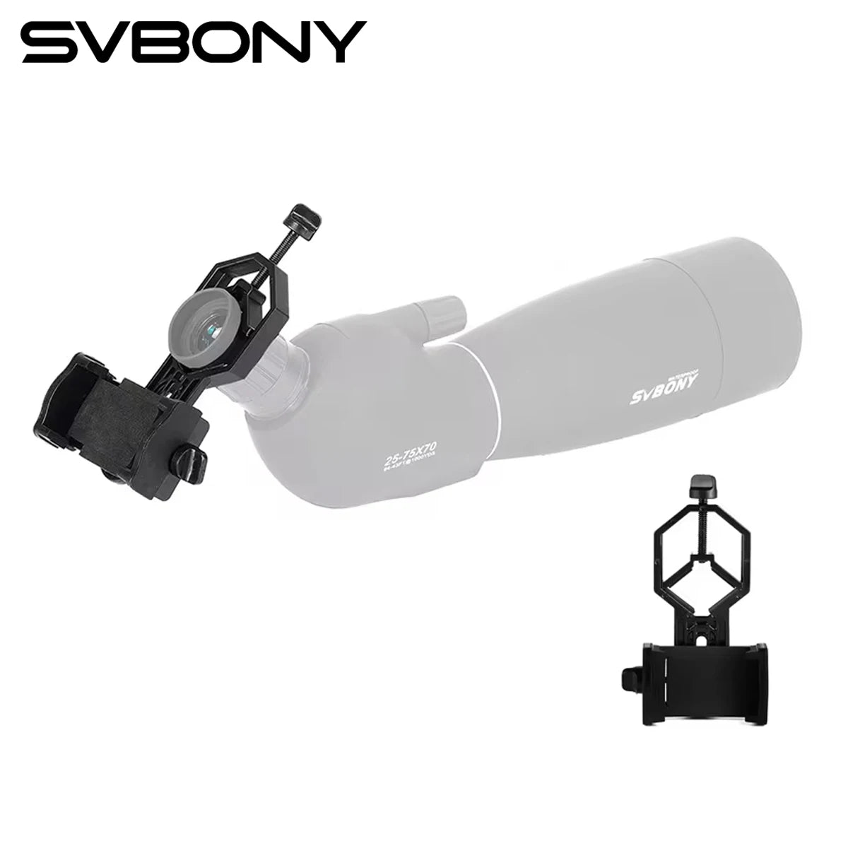 Svbony Universal Cell Phone Adapter Mount Support Eyepiece Diameter 25-48mm for Binocular Monocular Spotting Scope Telescope