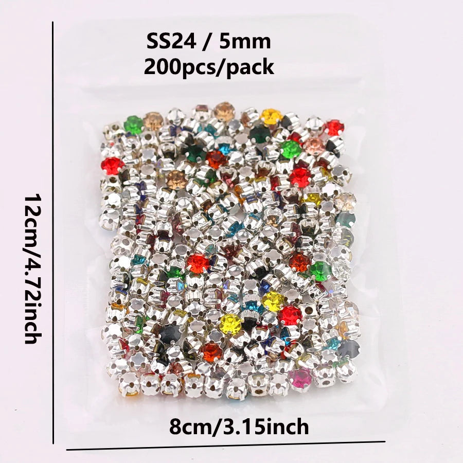 Colorful glass crystal Silver claw setting 3mm 4mm  5mm 6mm 7mm 8mm nice colors Sew on rhinestone beads bags wedding dress diy