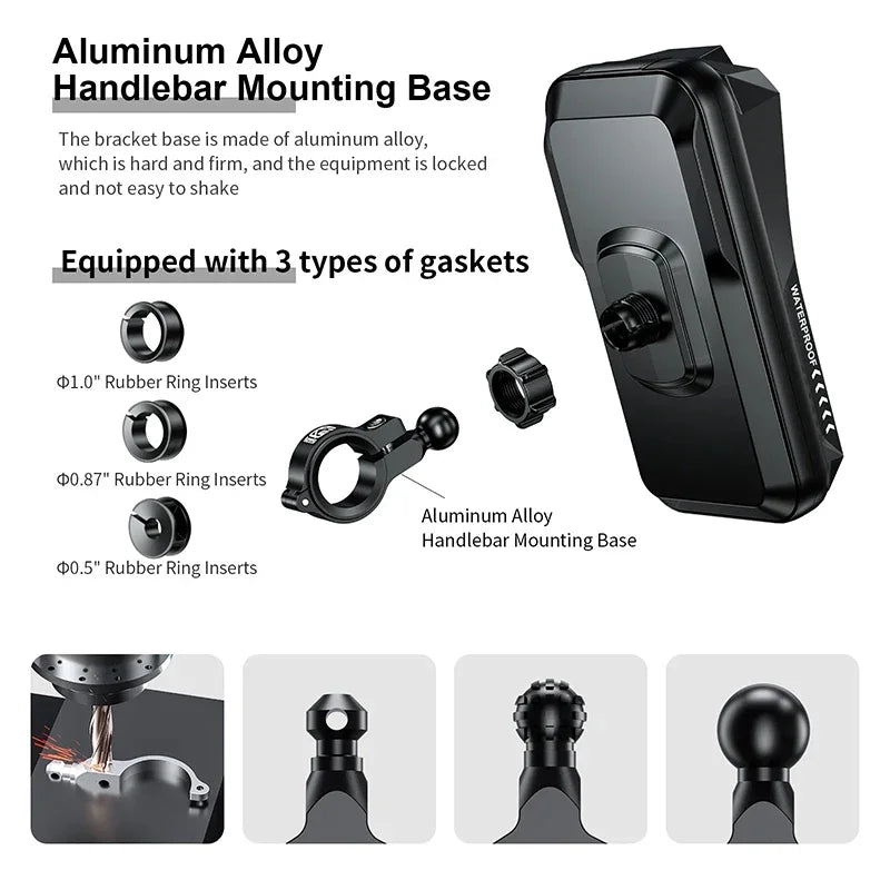 Adjustable Motorcycle Waterproof Holder Universal Anti Fall Phone Mount Handlebar Suitable Motorcycle Bike Phone Holder