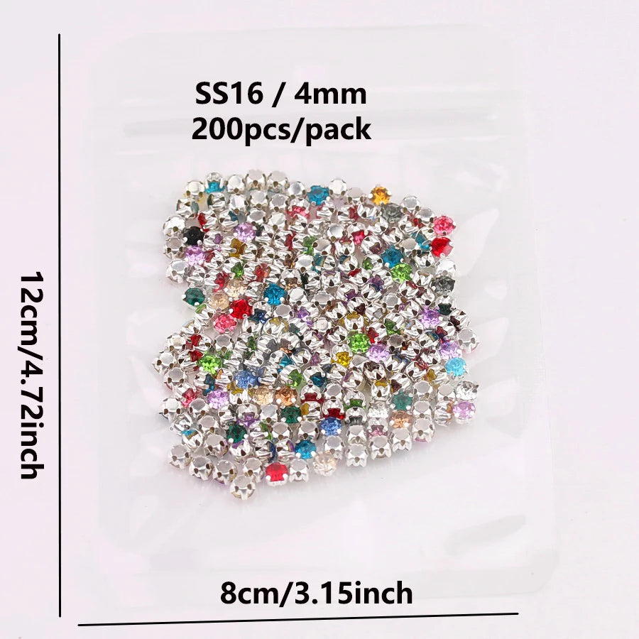 Colorful glass crystal Silver claw setting 3mm 4mm  5mm 6mm 7mm 8mm nice colors Sew on rhinestone beads bags wedding dress diy