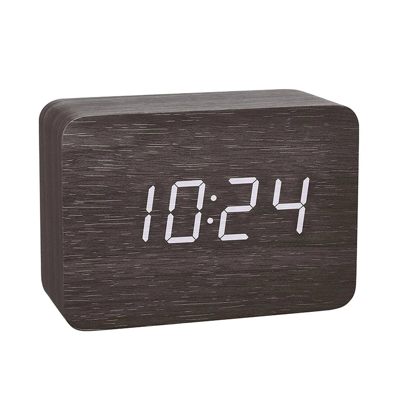 Wooden Digital Alarm Clock for Bedroom Office Kitchen Bathroom Desk